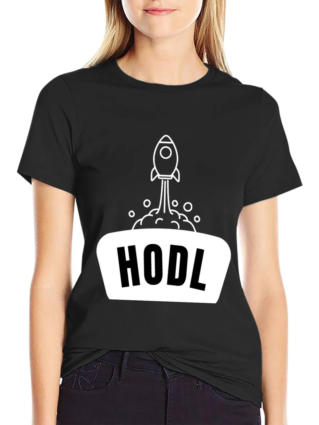 HODL Rocket Black T-Shirt - Crypto Investor Apparel product image 2