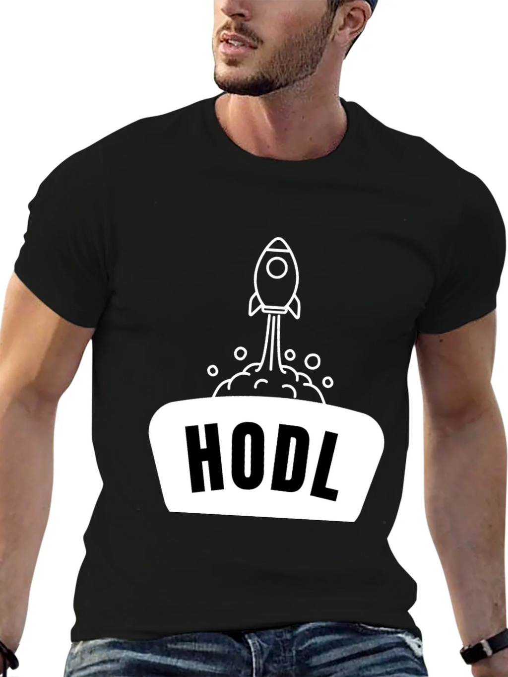 HODL Rocket Black T-Shirt - Crypto Investor Apparel product image 6