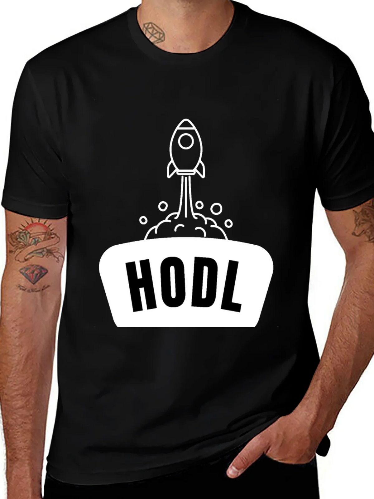 HODL Rocket Black T-Shirt - Crypto Investor Apparel product image 1