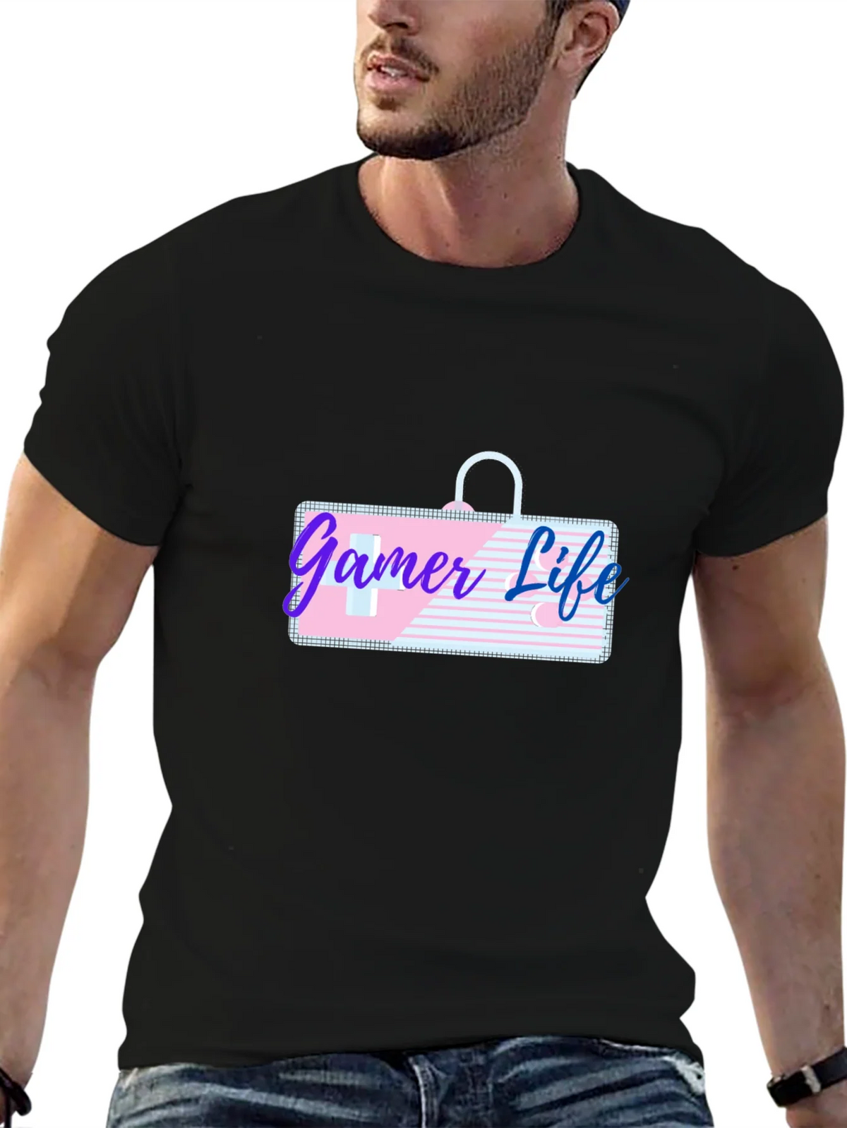 Gamer Life Graphic Tee - Black Casual T-Shirt product image 6