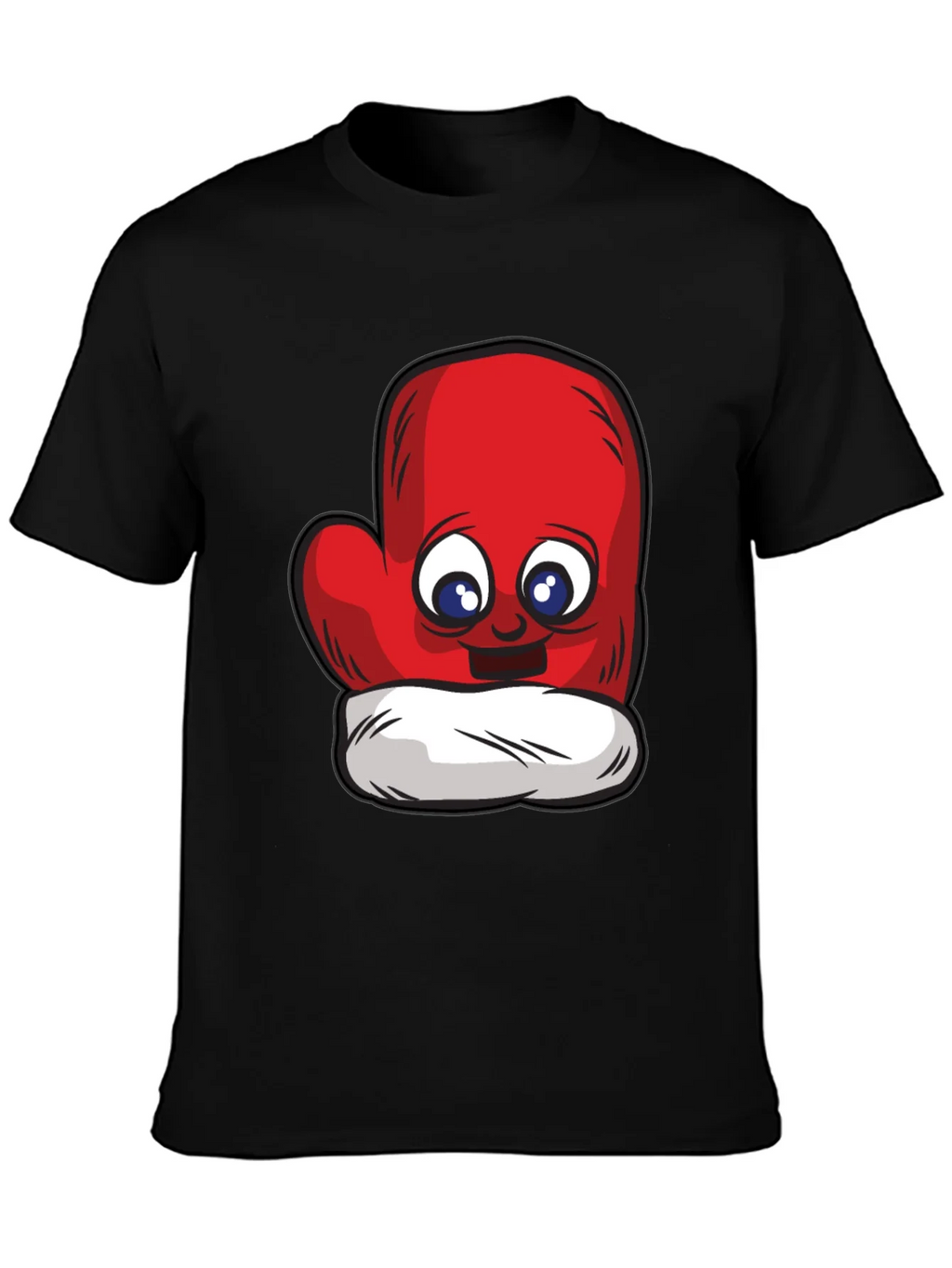 Cute Mitten Cartoon Graphic Black T-Shirt product image 1