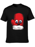 Cute Mitten Cartoon Graphic Black T-Shirt product image 1