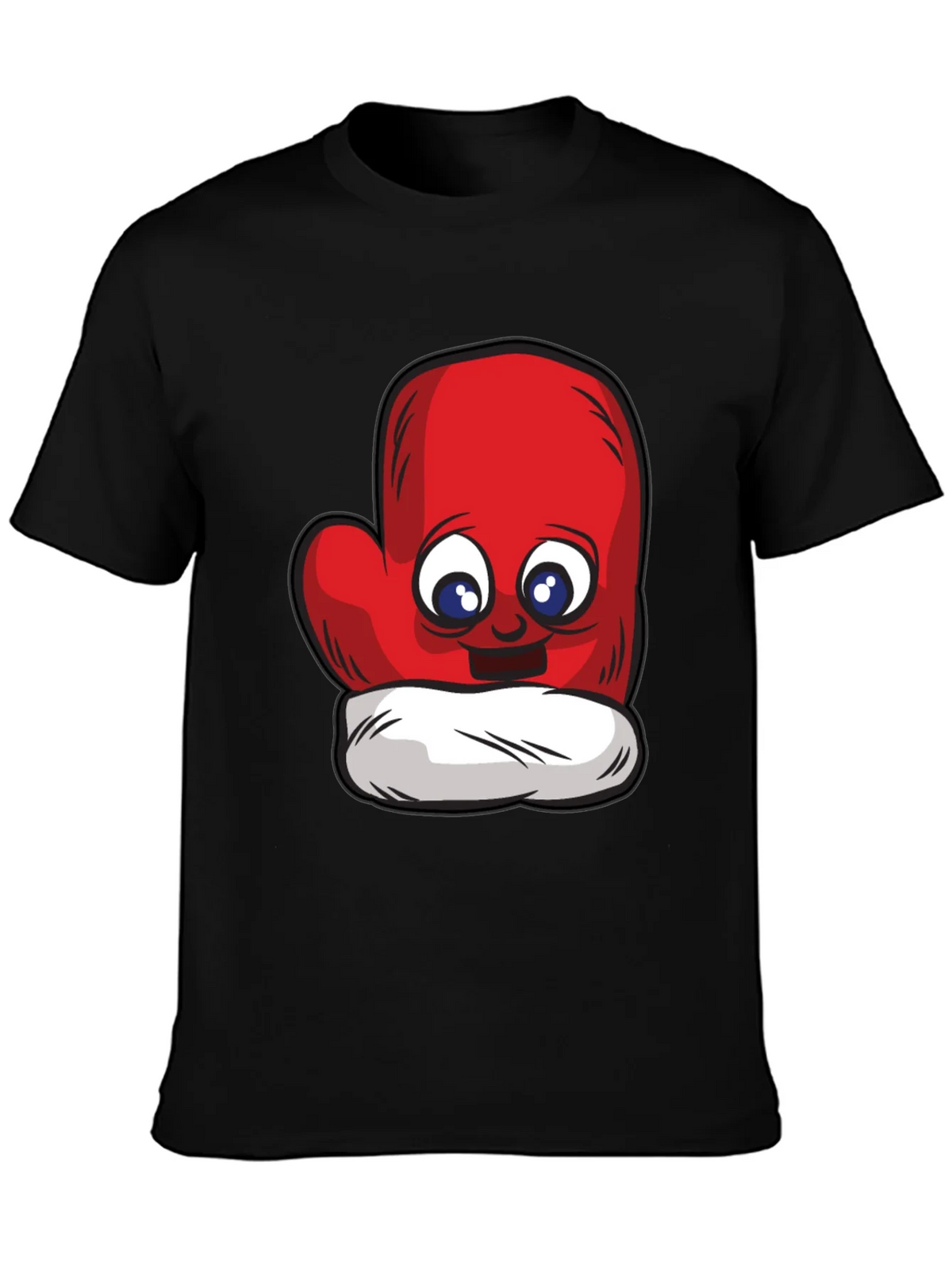 Cute Mitten Cartoon Graphic Black T-Shirt product image 1