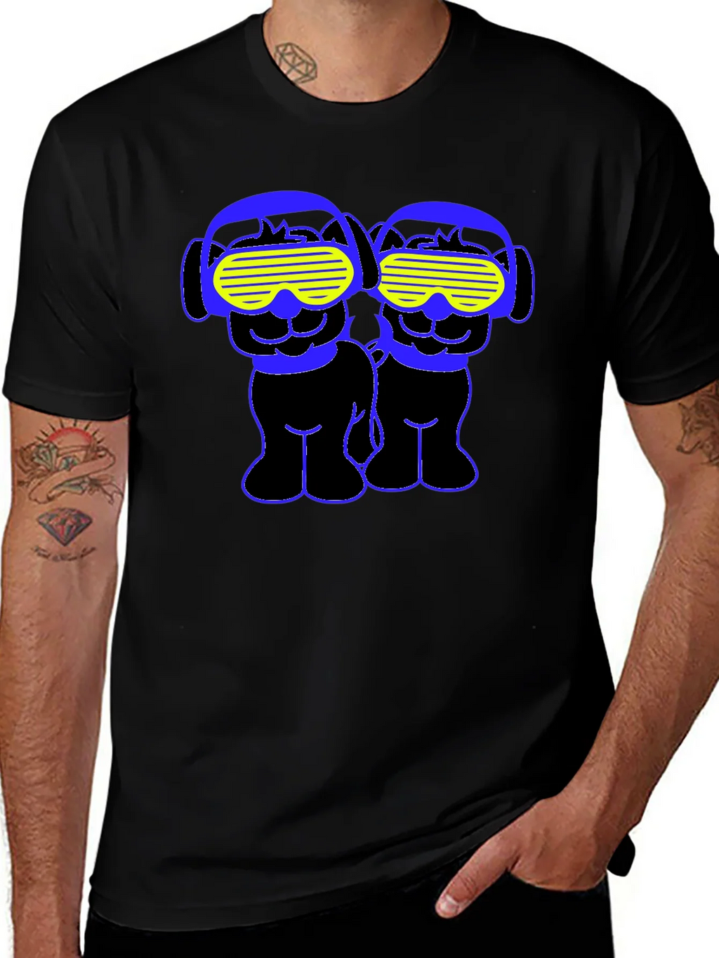 Funky Twin Dogs Graphic Tee - Black product image 1