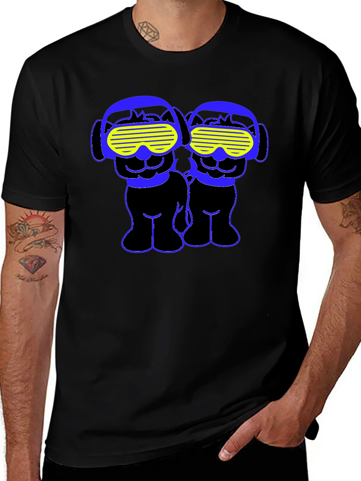 Funky Twin Dogs Graphic Tee - Black product image 1
