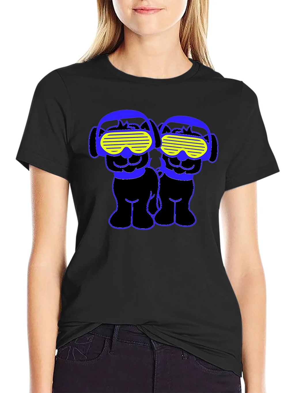 Funky Twin Dogs Graphic Tee - Black product image 2