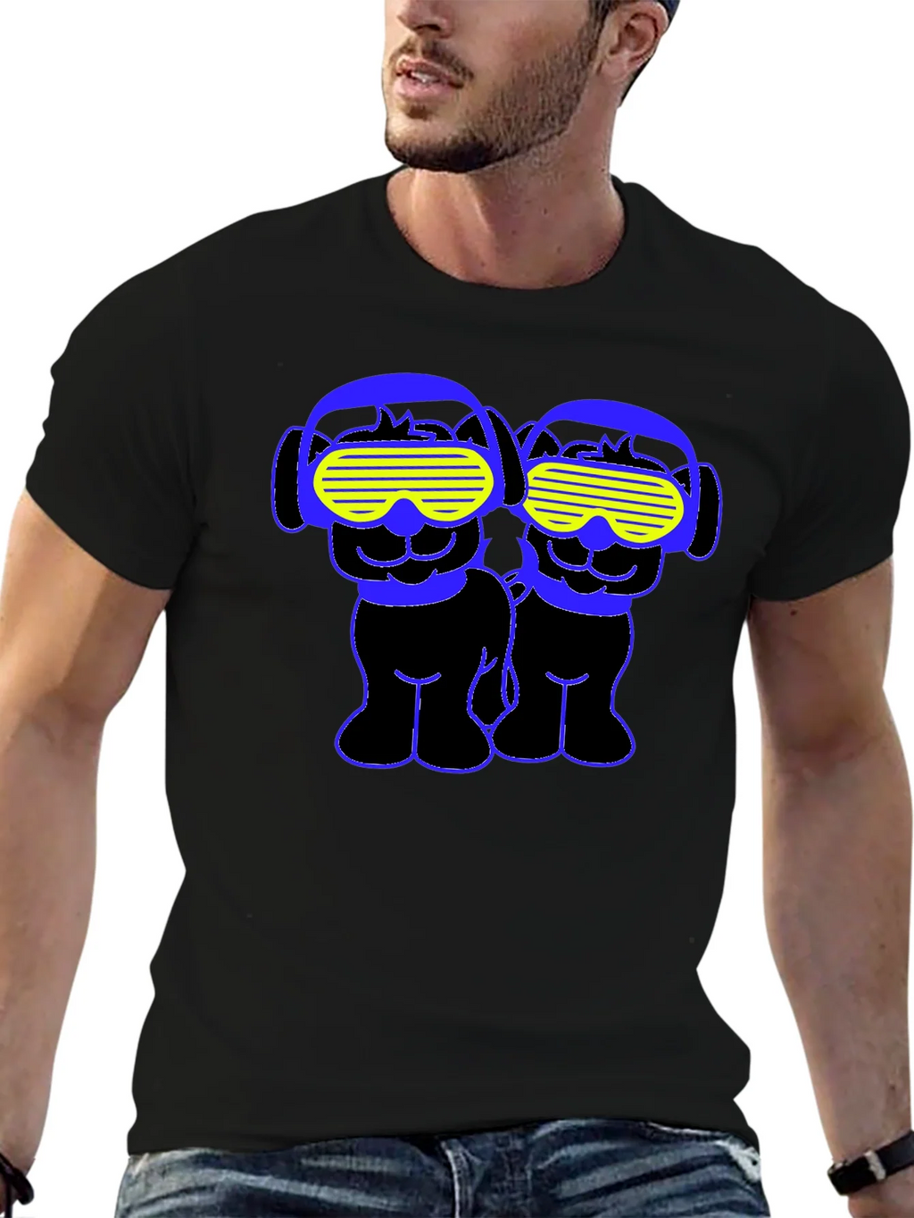 Funky Twin Dogs Graphic Tee - Black product image 5