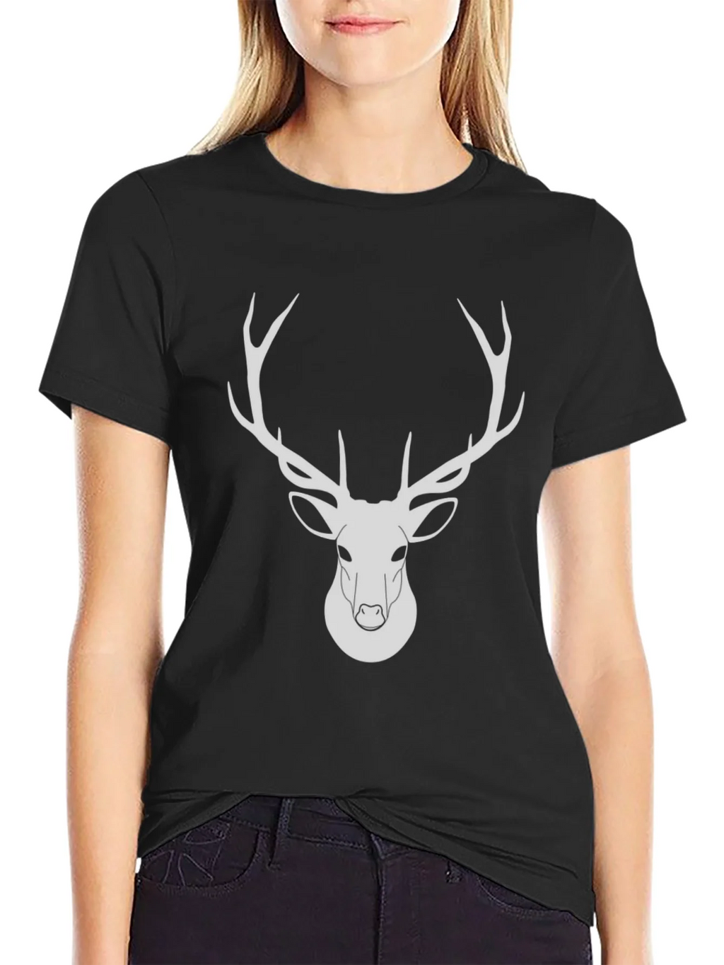 Black Deer Graphic Tee - Modern Wildlife Design product image 2