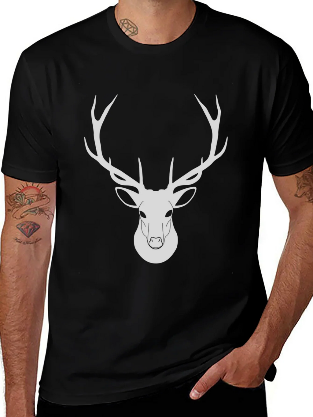 Black Deer Graphic Tee - Modern Wildlife Design product image 1