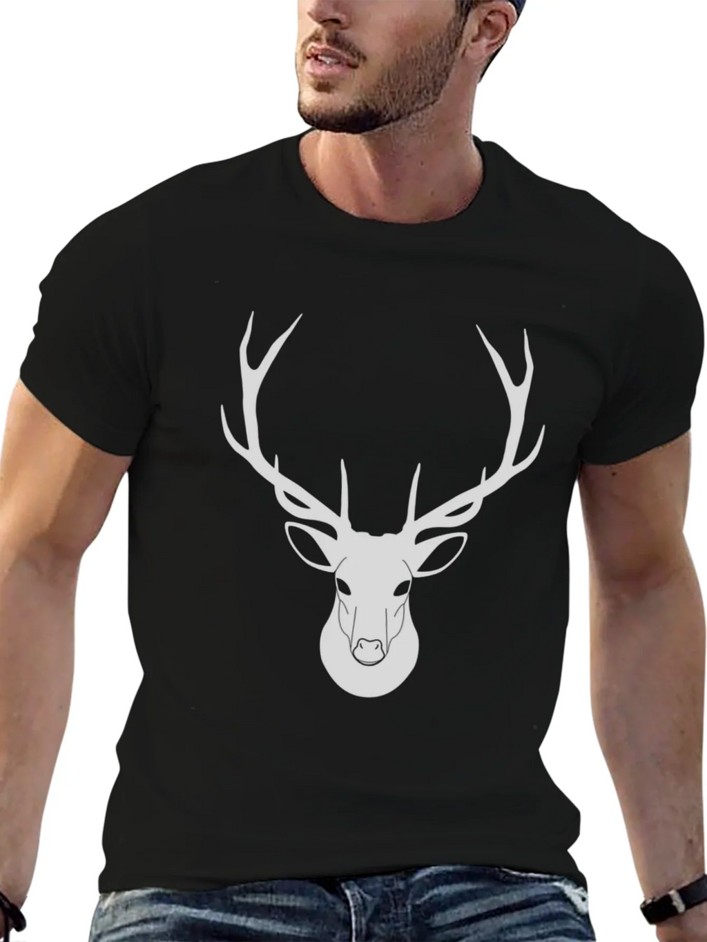 Black Deer Graphic Tee - Modern Wildlife Design product image 5
