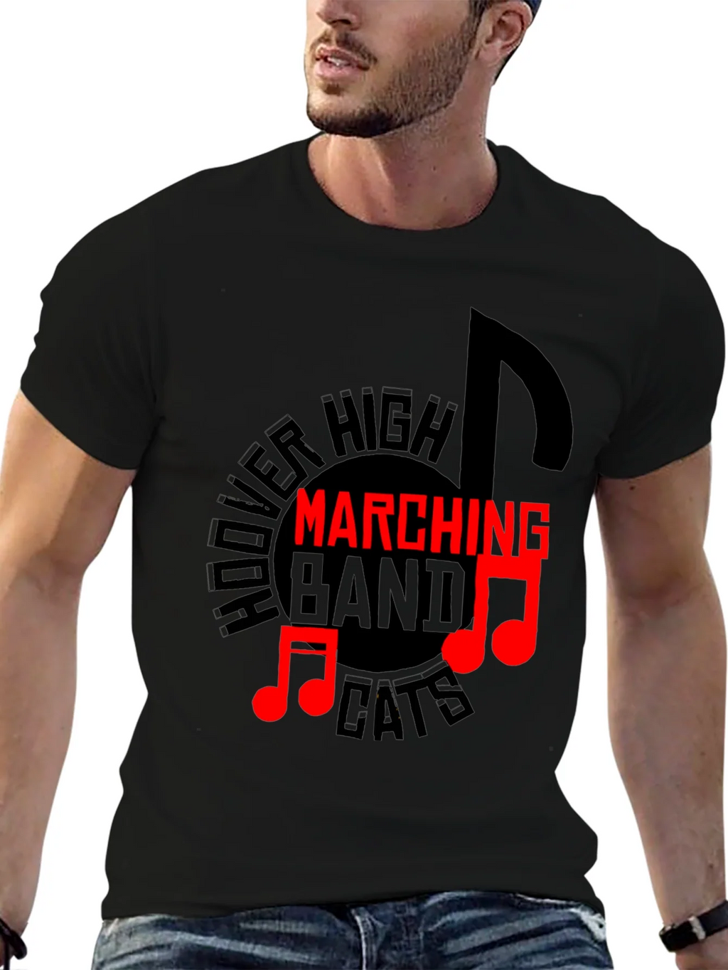 Hoover High Marching Band Cats Black T-Shirt product image 6