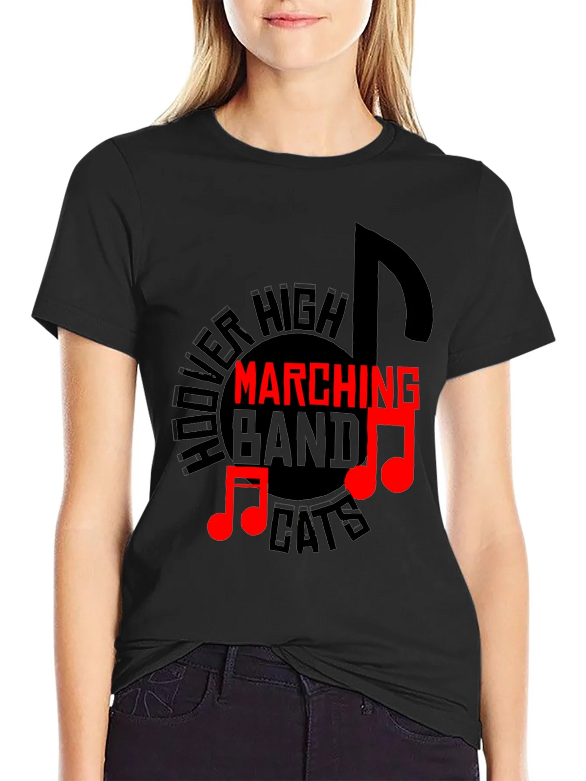 Hoover High Marching Band Cats Black T-Shirt product image 2