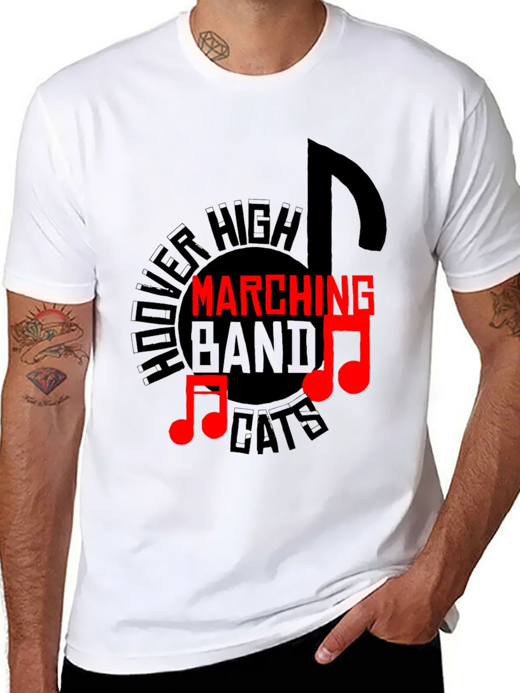 Hoover High Marching Band Cats Black T-Shirt product image 7