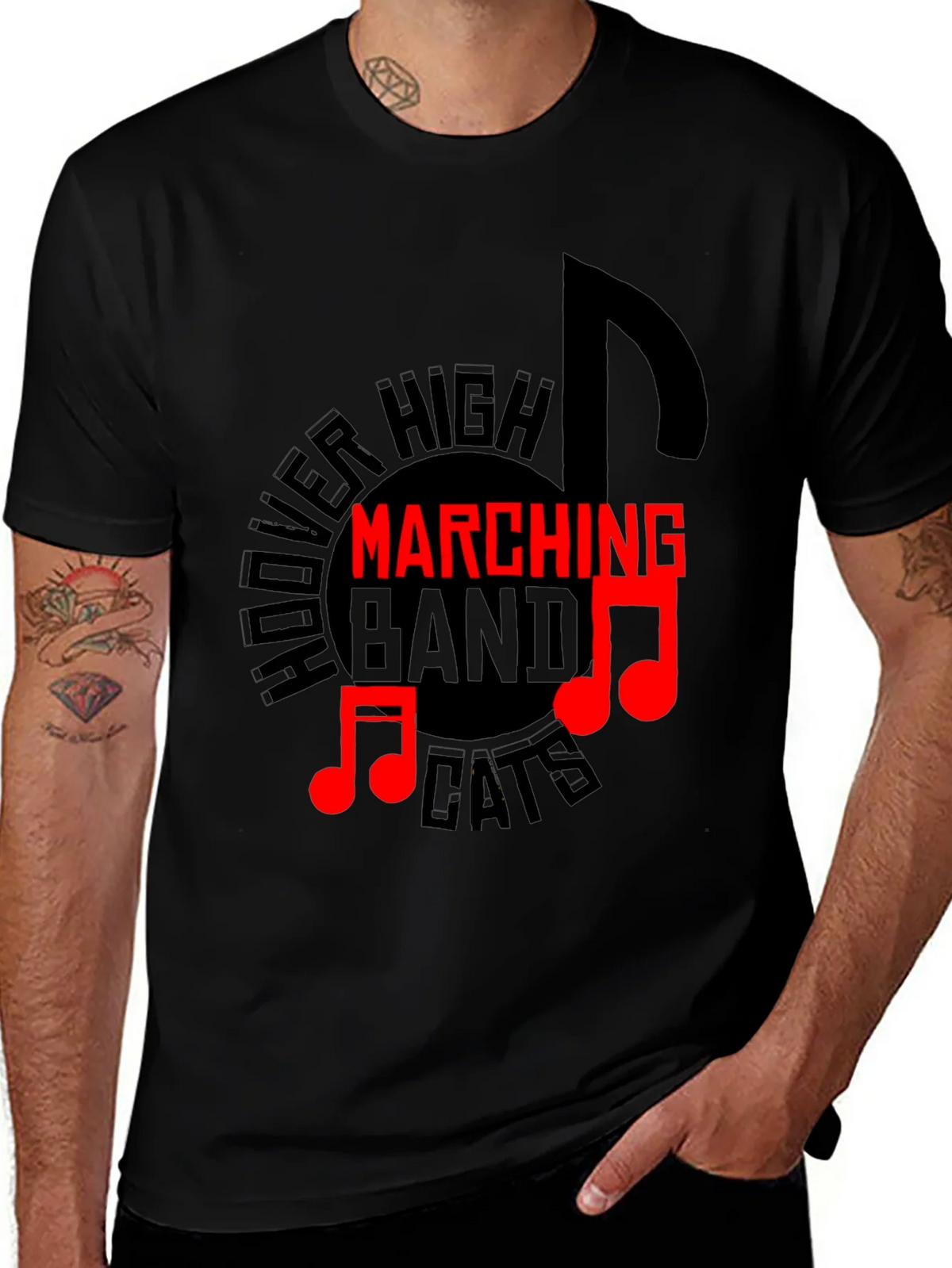 Hoover High Marching Band Cats Black T-Shirt product image 1
