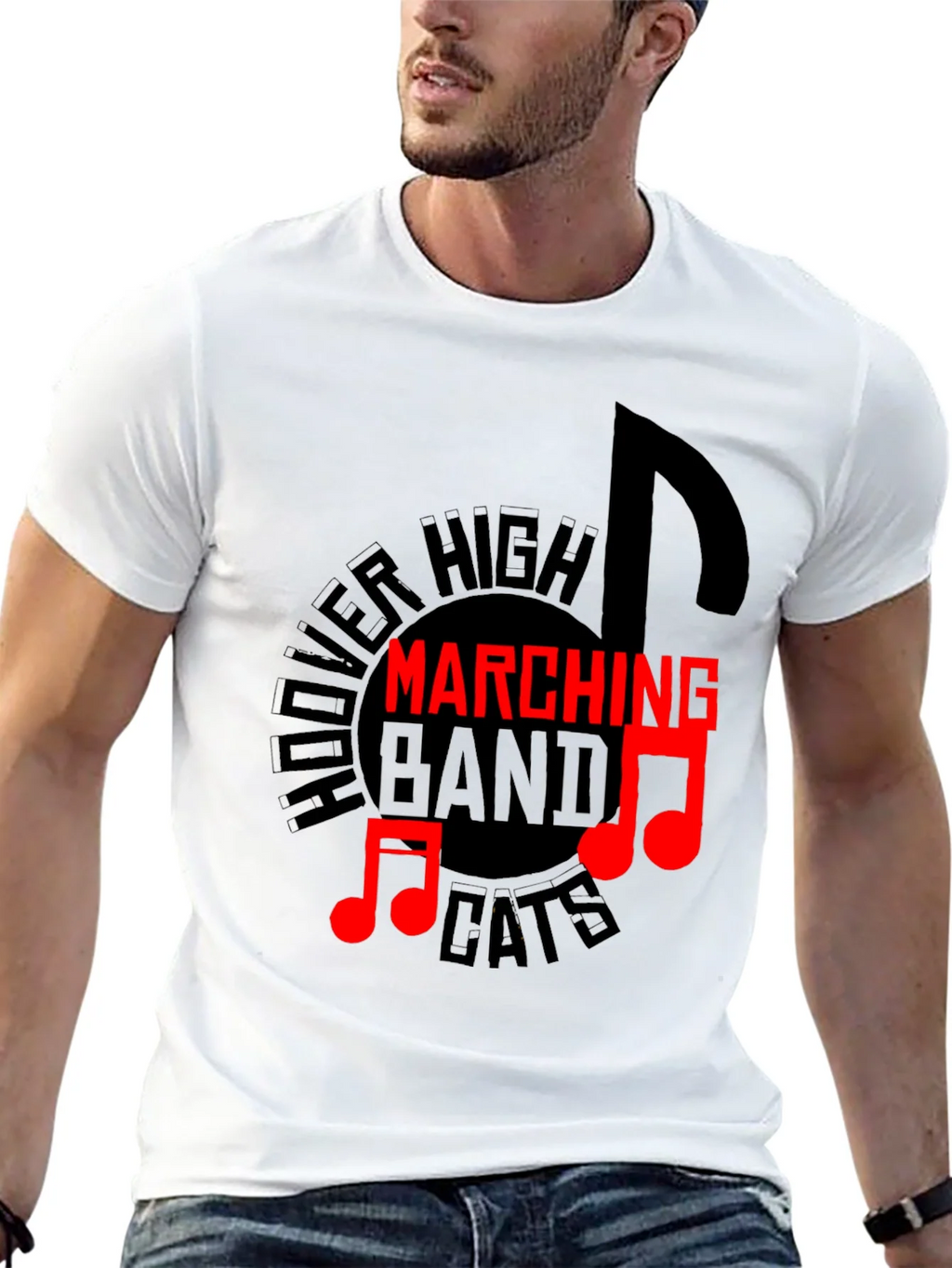 Hoover High Marching Band Cats Black T-Shirt product image 12