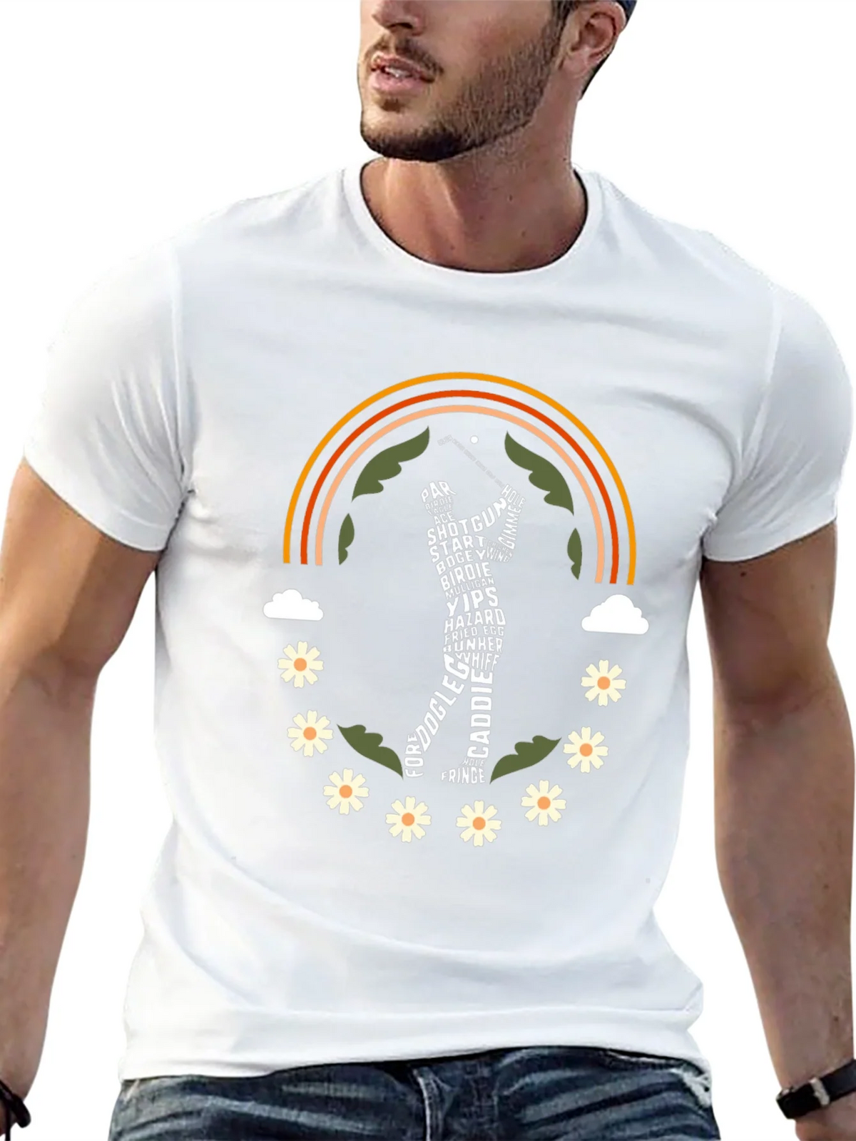 Golf Word Art Rainbow Graphic Tee product image 12