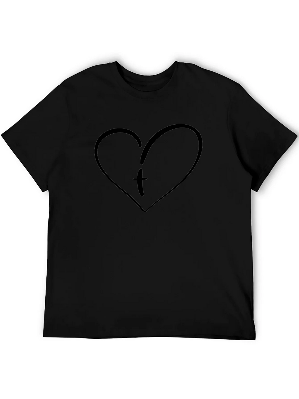 Heart Initial T-Shirt - Black Cotton Tee product image 5