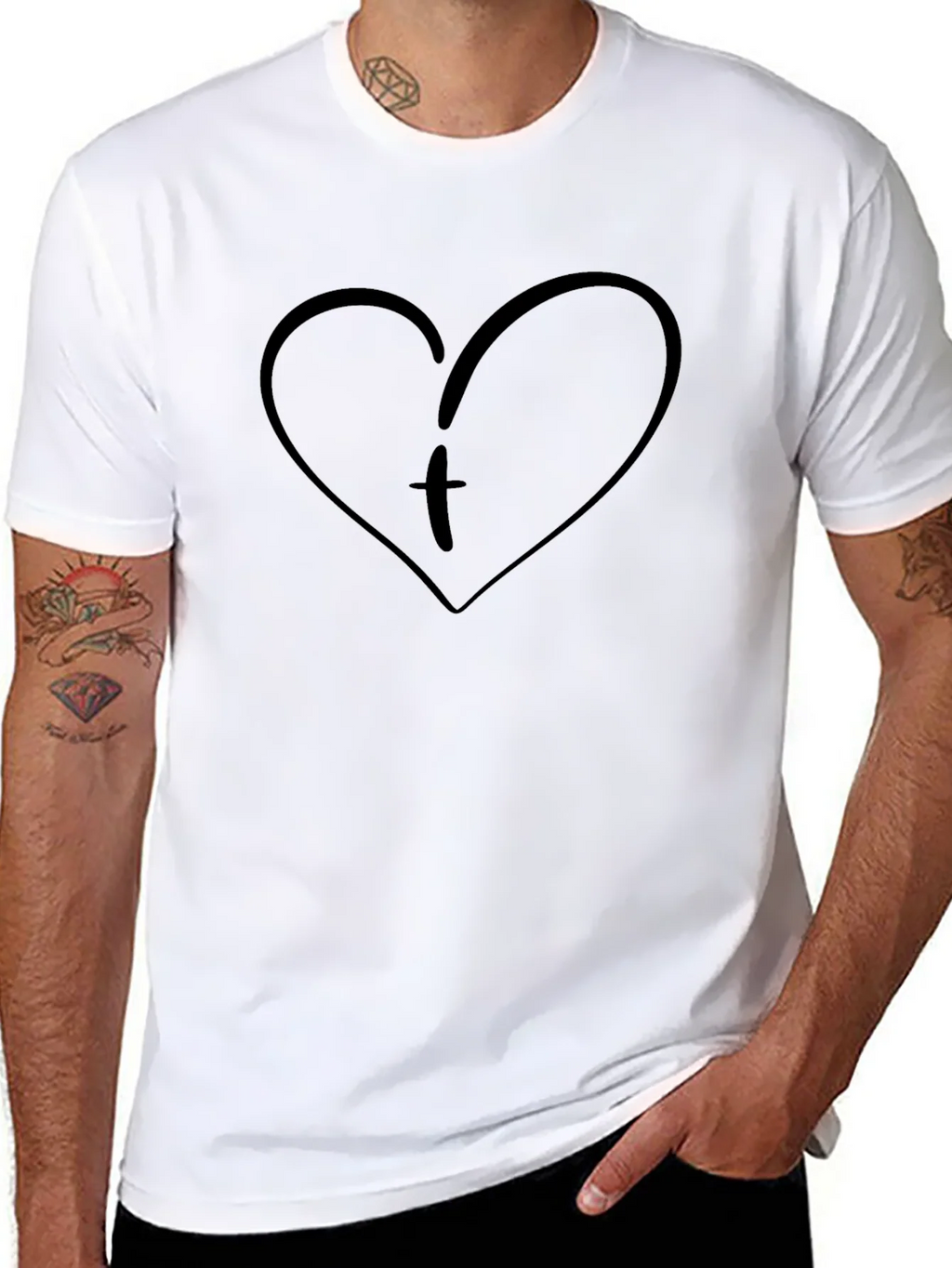 Heart Initial T-Shirt - Black Cotton Tee product image 7