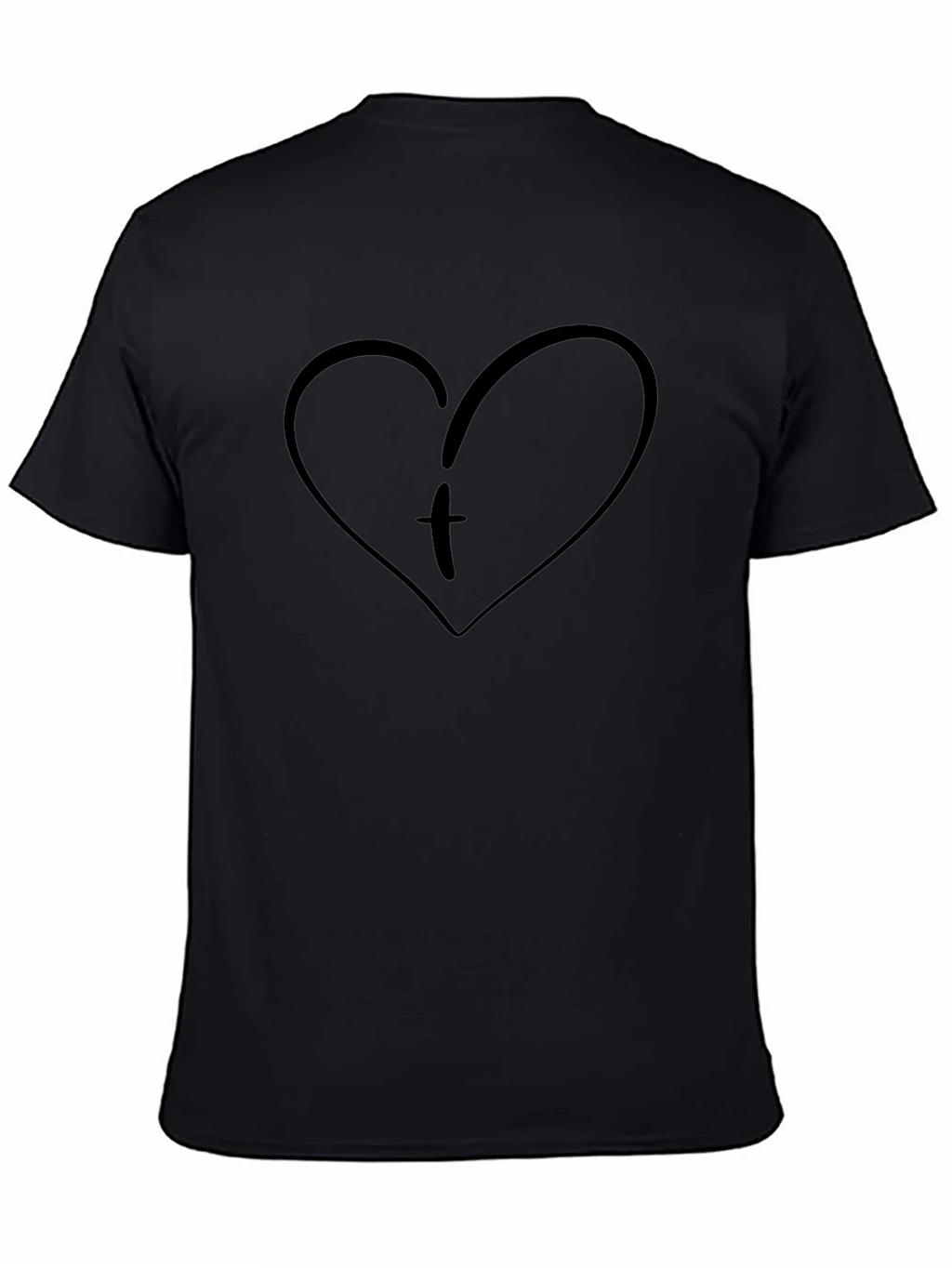 Heart Initial T-Shirt - Black Cotton Tee product image 4