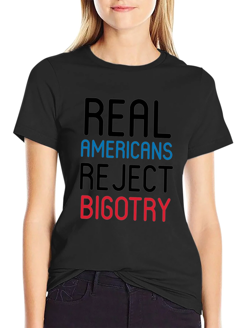 Real Americans Reject Bigotry Graphic Tee product image 2