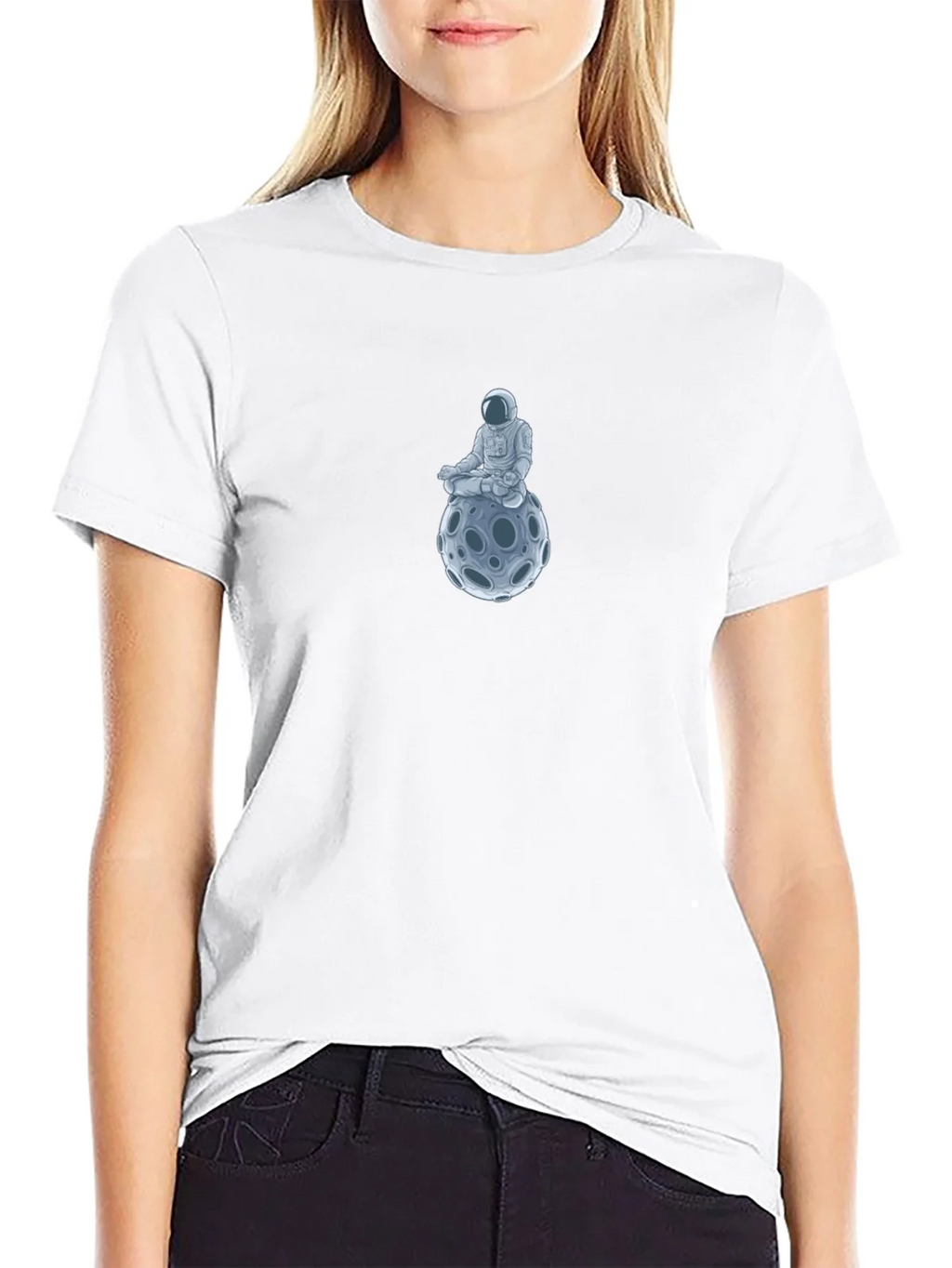 Astronaut Moon Meditation Black T-Shirt product image 8