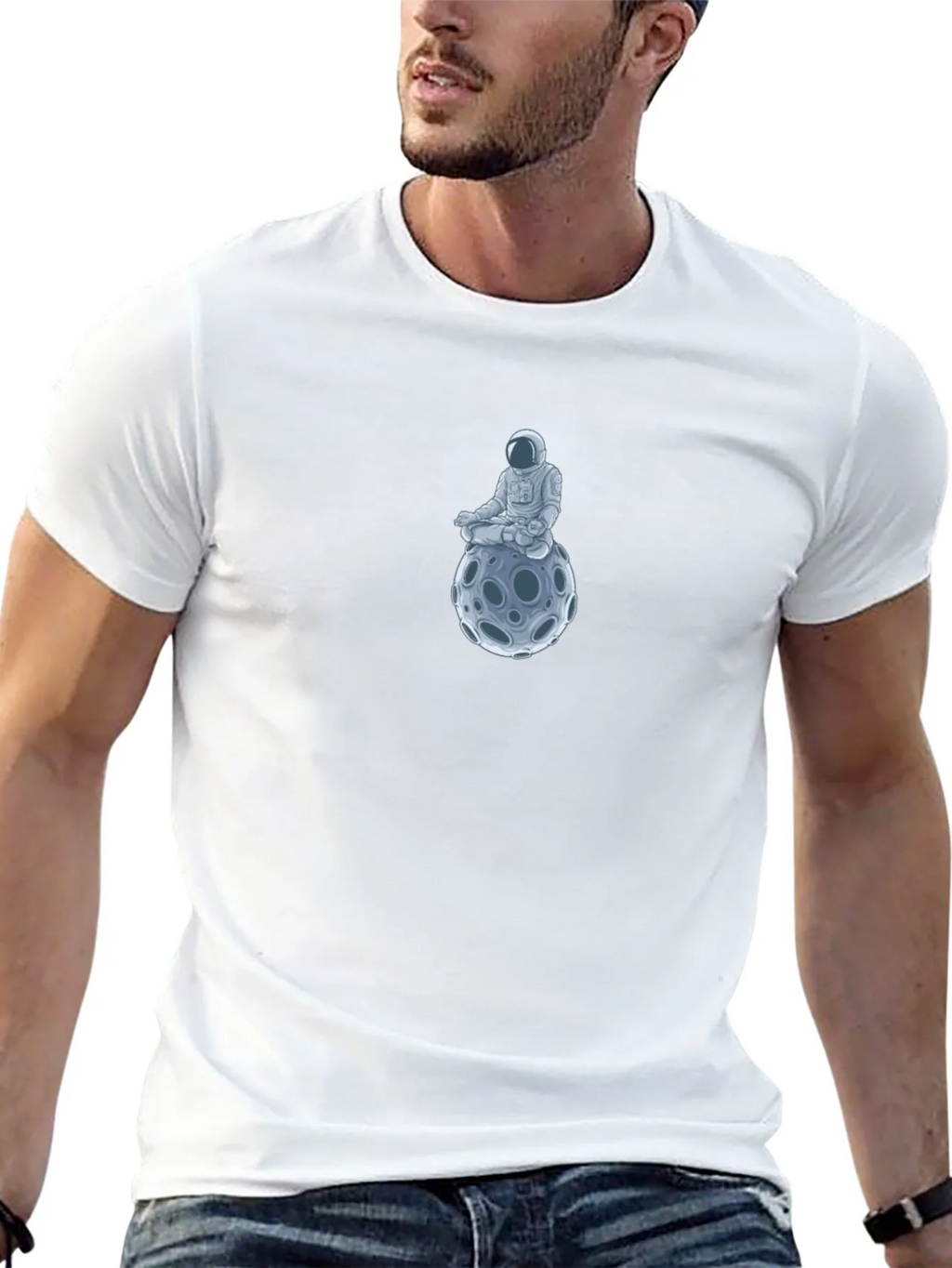 Astronaut Moon Meditation Black T-Shirt product image 12
