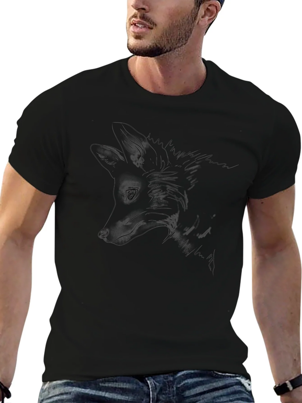 Fox Outline Black T-Shirt - Minimalist Design product image 6