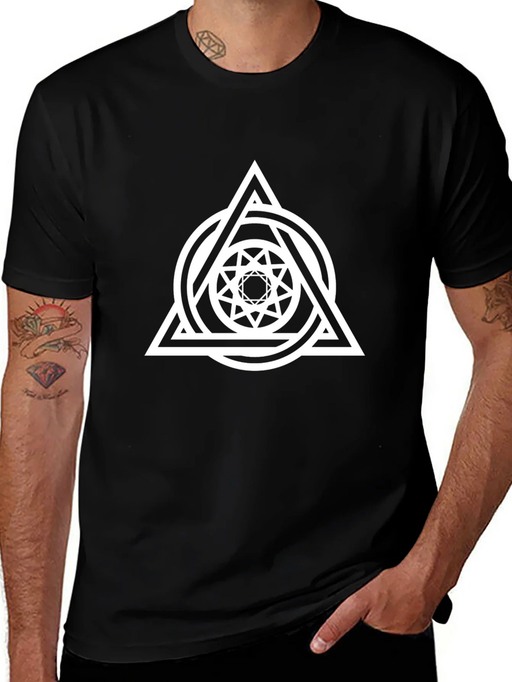 Geometric Triangle Circle Graphic Black Tee product image 1