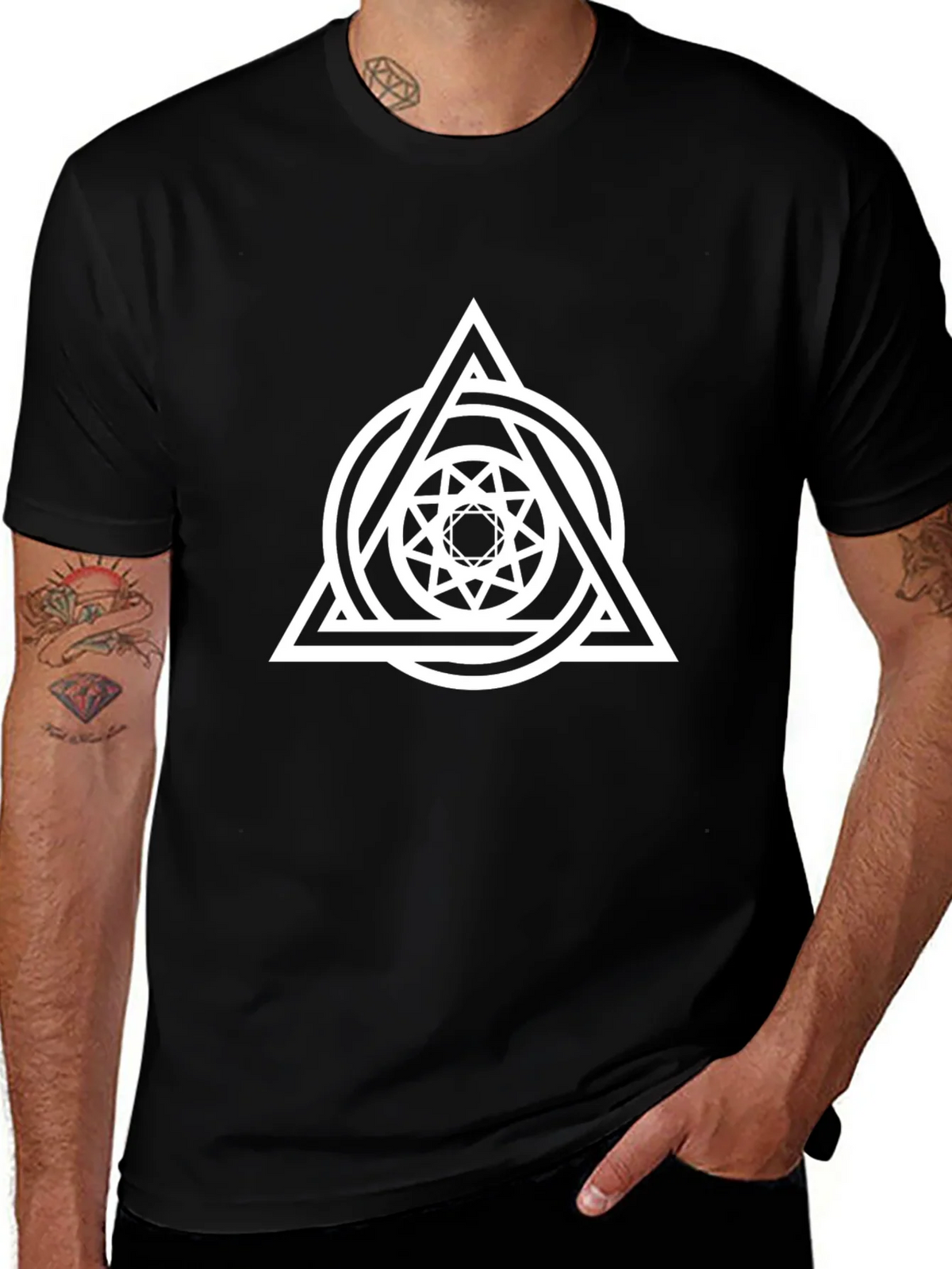 Geometric Triangle Circle Graphic Black Tee product image 1
