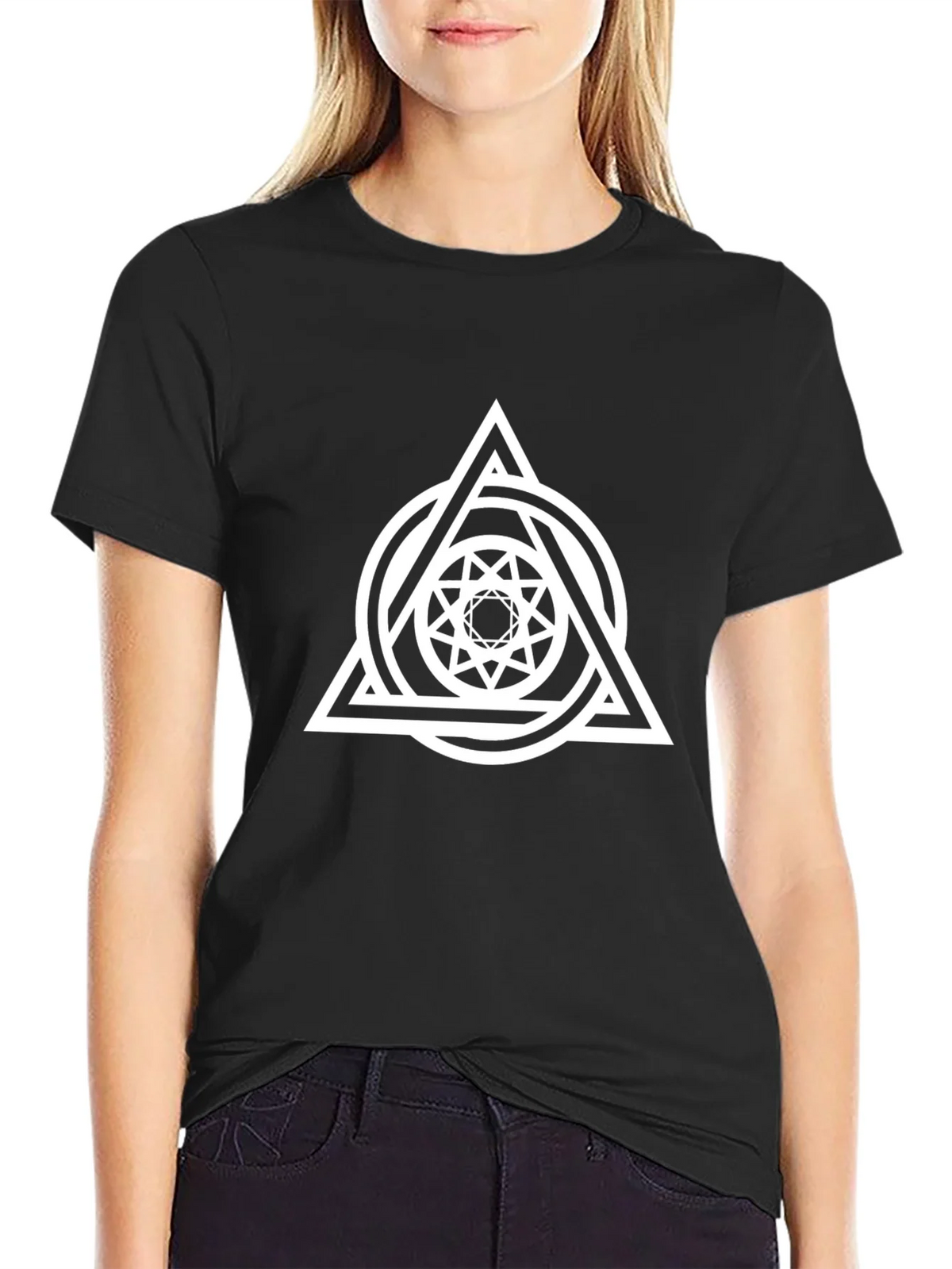 Geometric Triangle Circle Graphic Black Tee product image 2