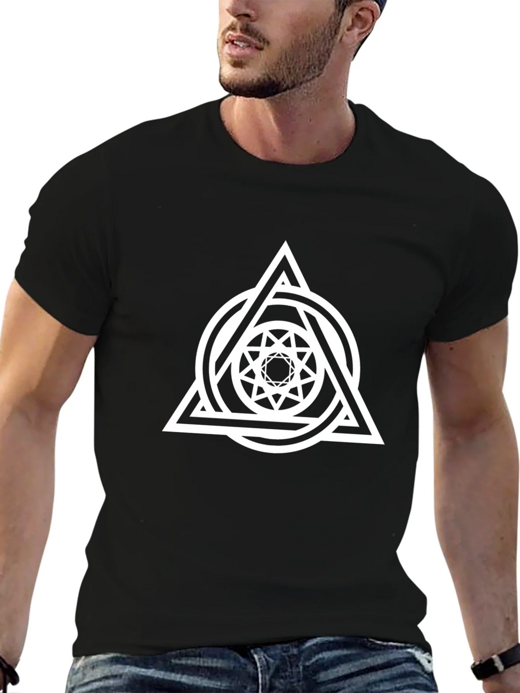 Geometric Triangle Circle Graphic Black Tee product image 6