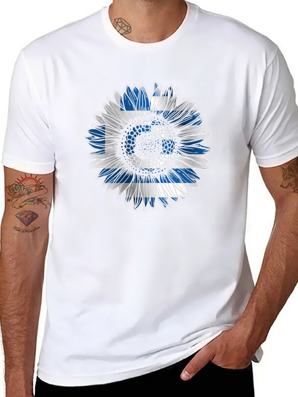 Greek Flag Sunflower T-Shirt - Unique Design product image 7