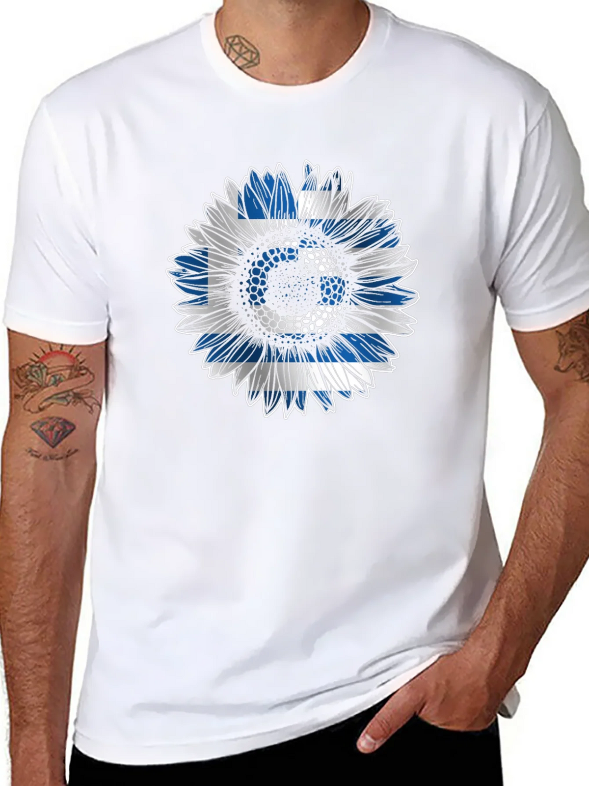 Greek Flag Sunflower T-Shirt - Unique Design product image 7