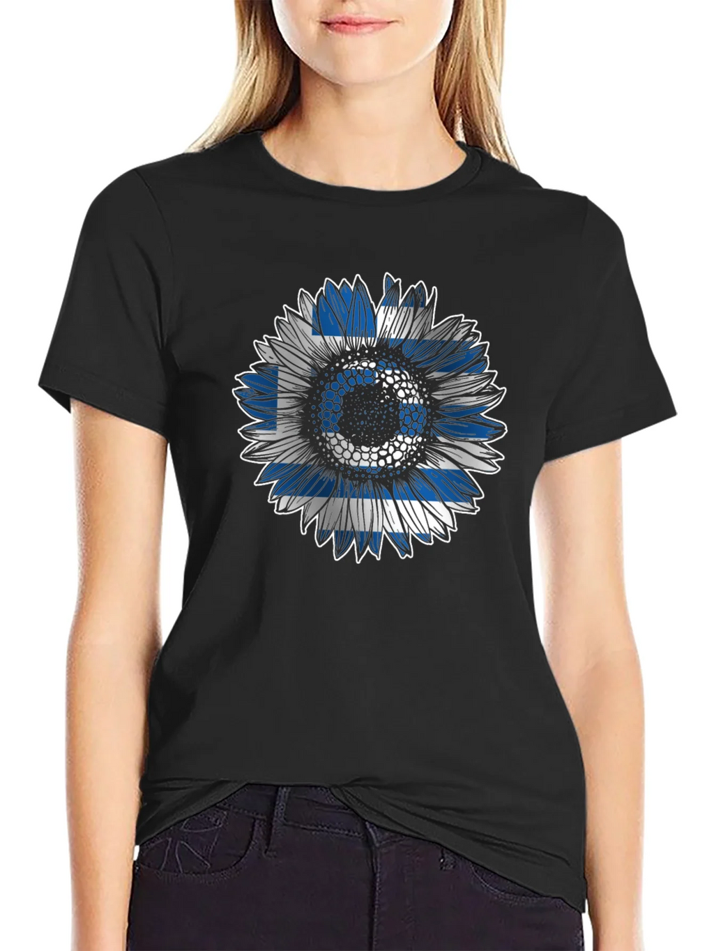 Greek Flag Sunflower T-Shirt - Unique Design product image 2
