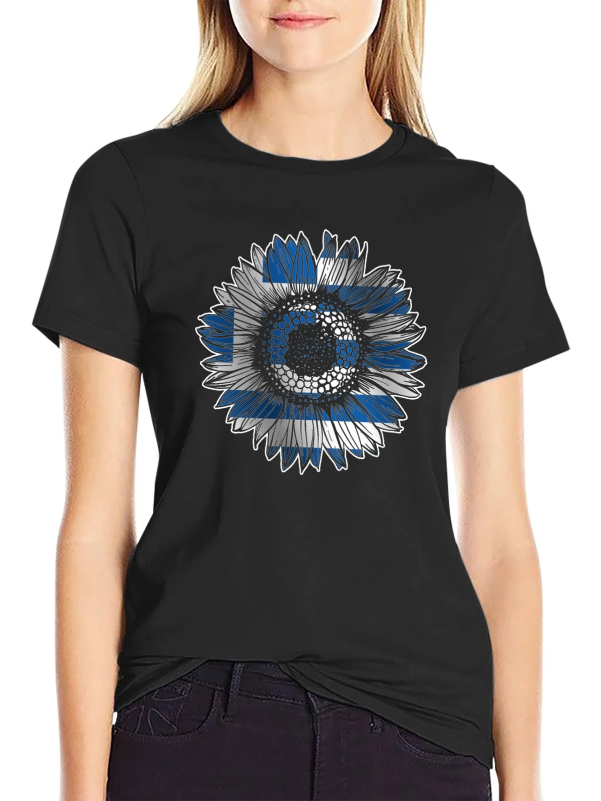 Greek Flag Sunflower T-Shirt - Unique Design product image 2