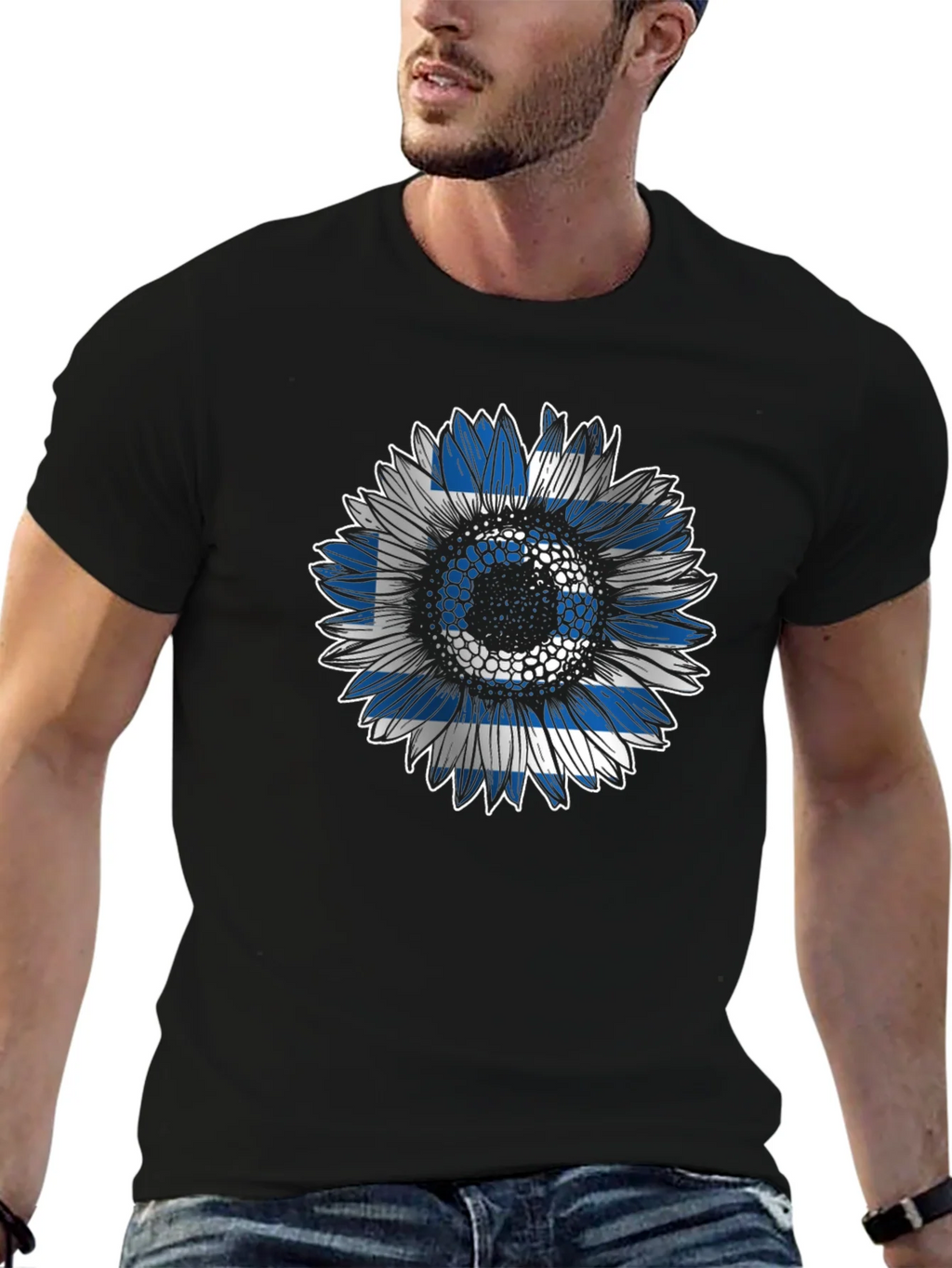 Greek Flag Sunflower T-Shirt - Unique Design product image 6