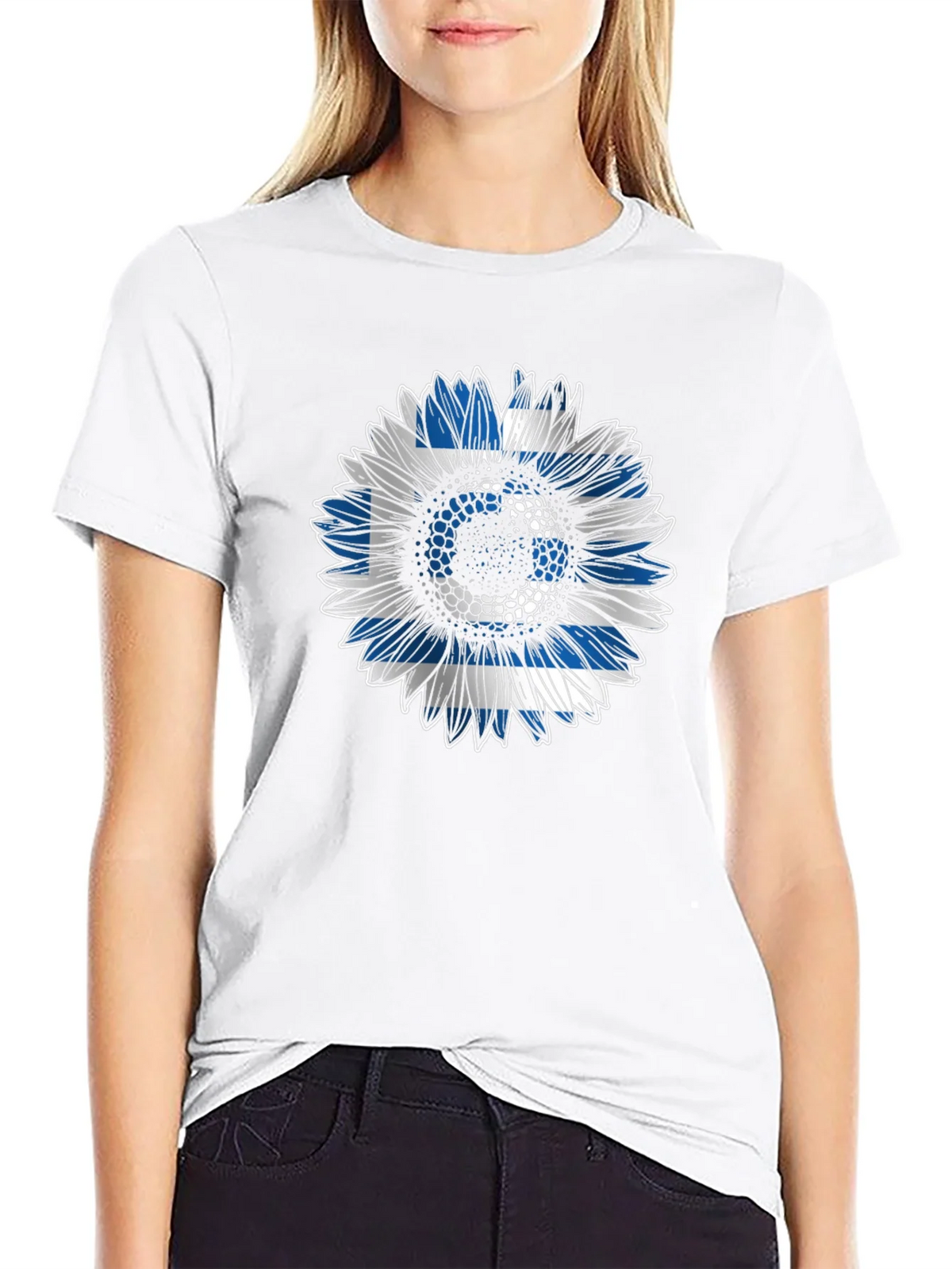 Greek Flag Sunflower T-Shirt - Unique Design product image 8
