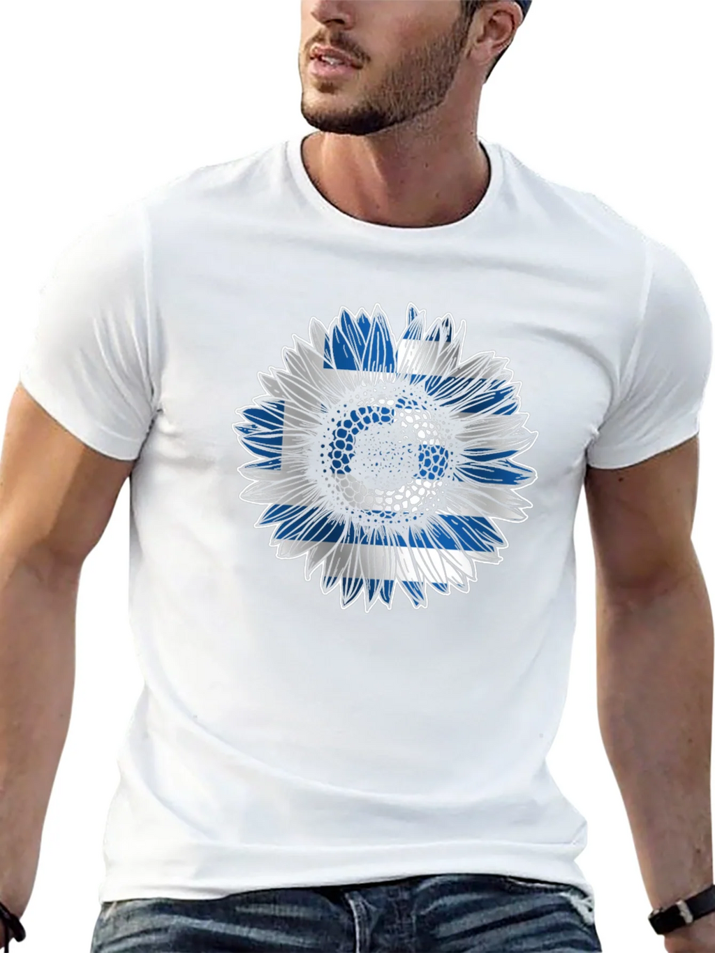 Greek Flag Sunflower T-Shirt - Unique Design product image 12