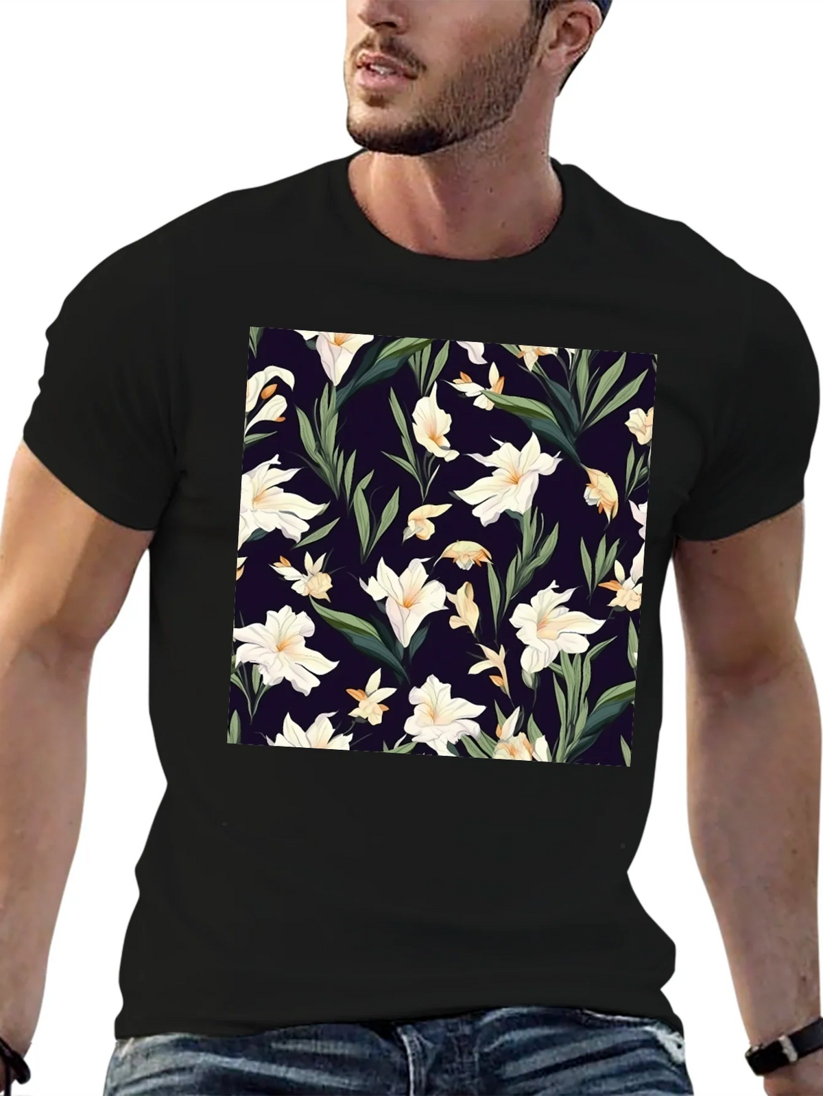 Floral Patterned Black T-Shirt product image 6