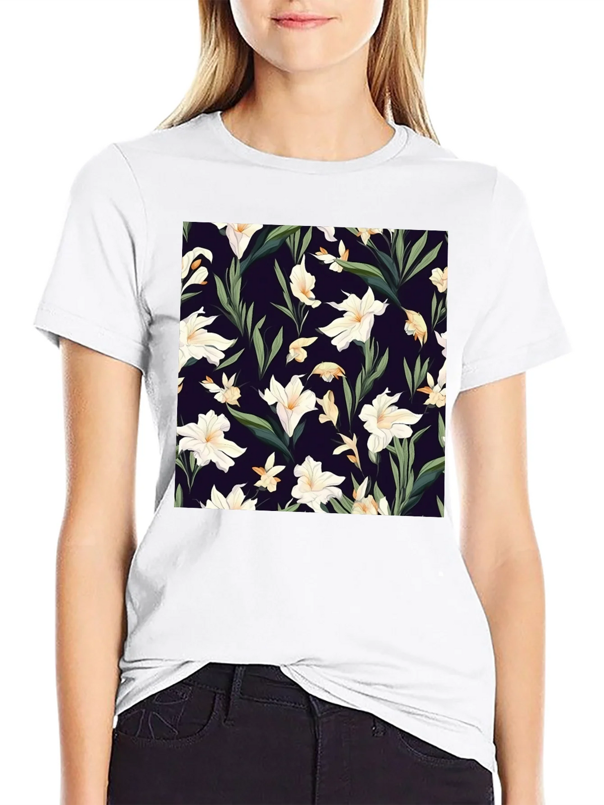 Floral Patterned Black T-Shirt product image 8