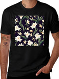 Floral Patterned Black T-Shirt product image 1