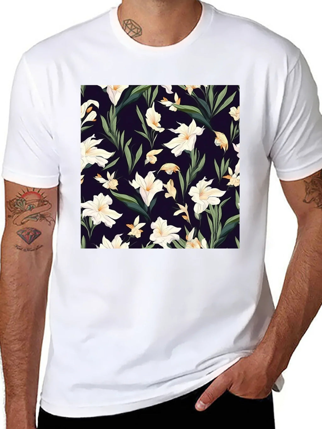 Floral Patterned Black T-Shirt product image 7