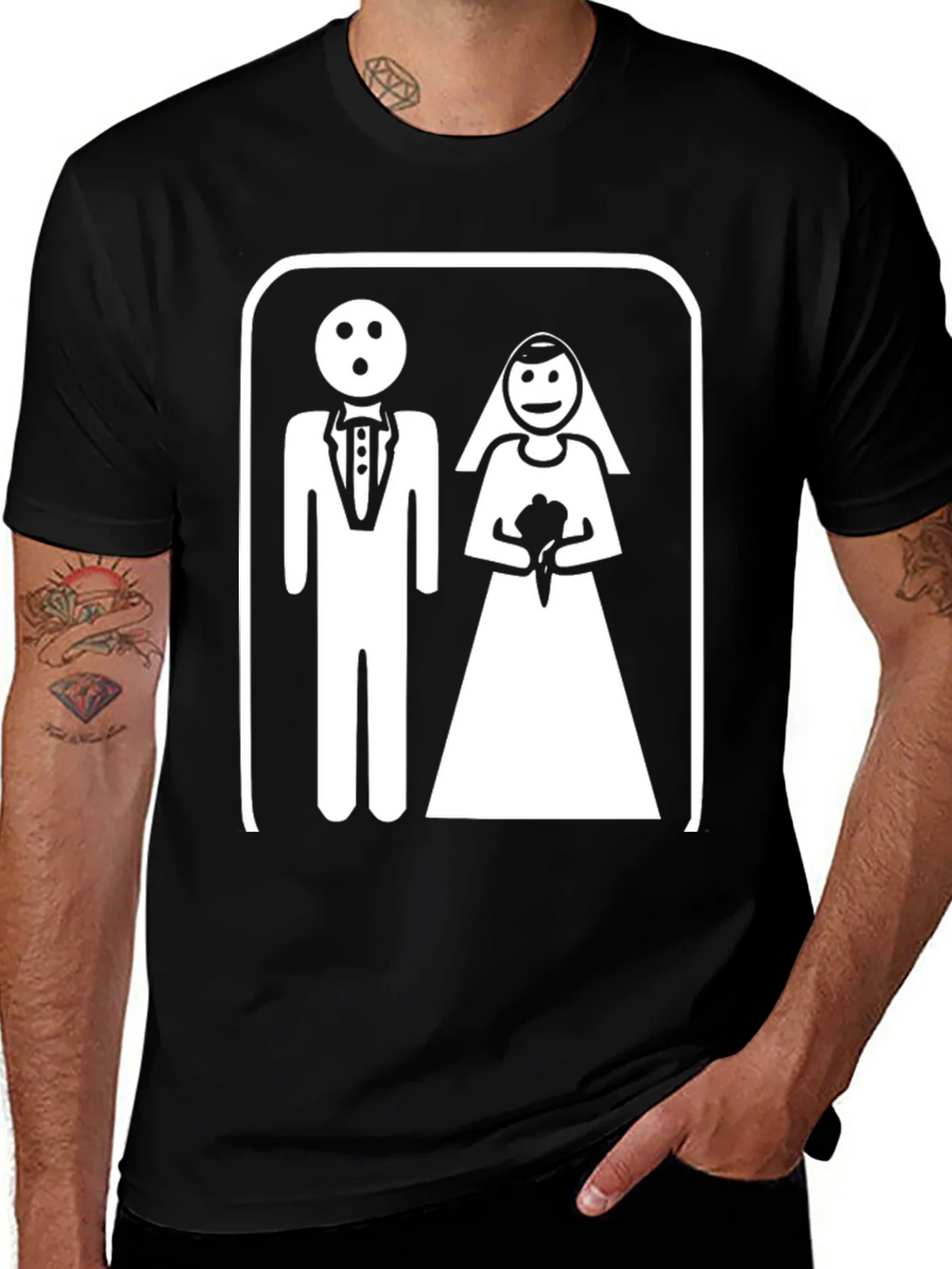 Funny Wedding T-Shirt - Bride & Groom Pictogram product image 1