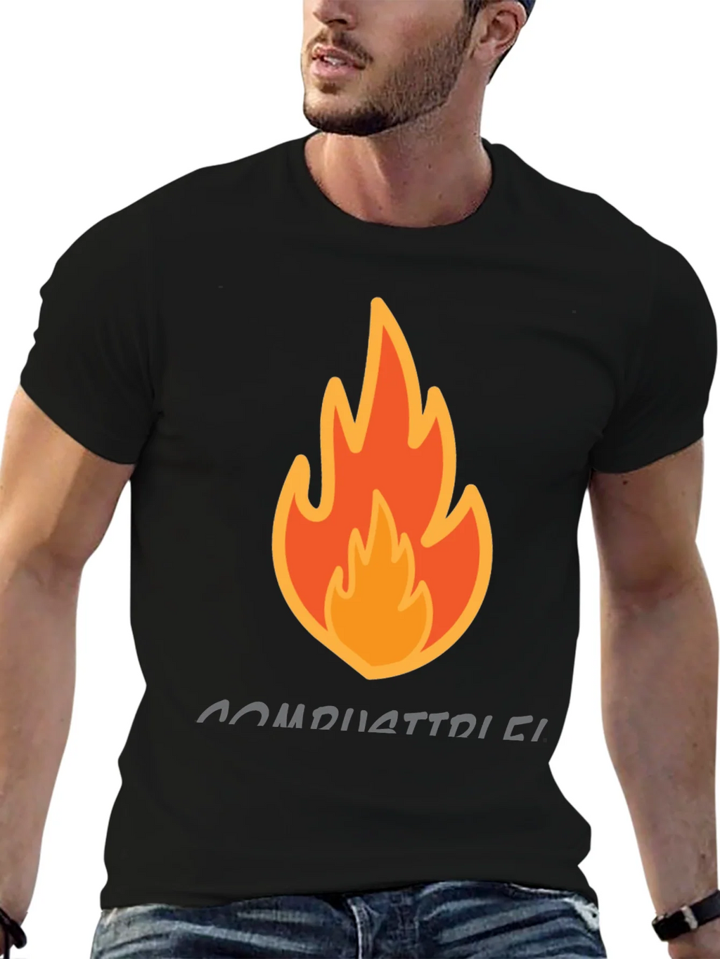 Combustible Black Graphic Tee - Fire Design product image 4