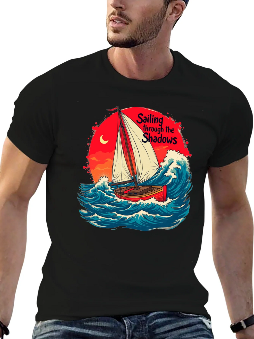 Sail Through Shadows Black Graphic Tee product image 6