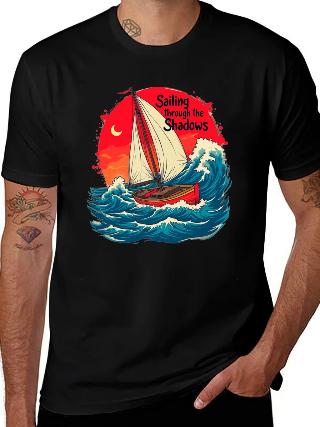 Sail Through Shadows Black Graphic Tee product image 1