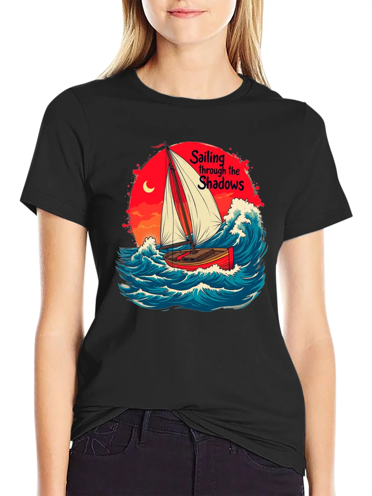 Sail Through Shadows Black Graphic Tee product image 2
