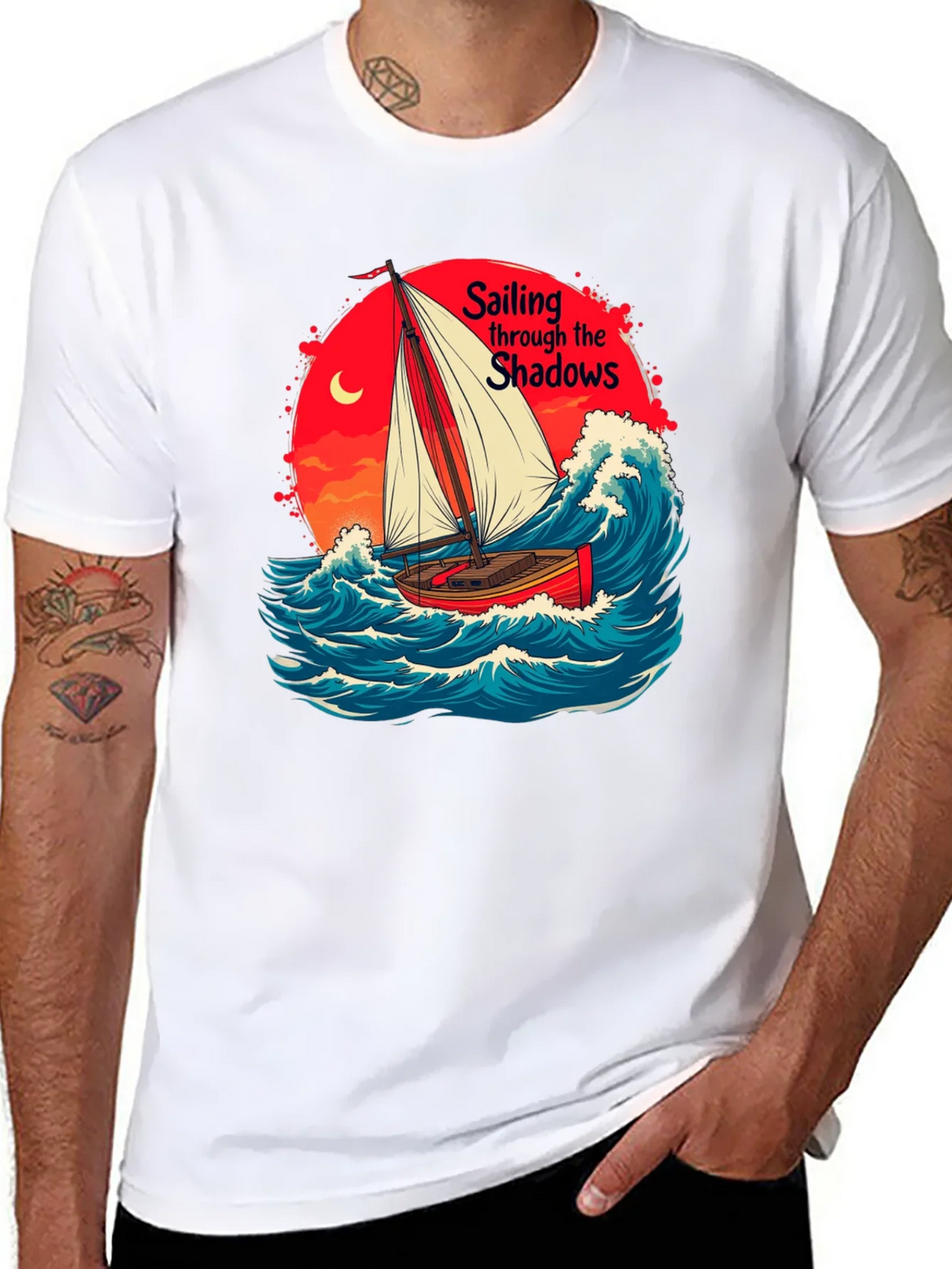 Sail Through Shadows Black Graphic Tee product image 7