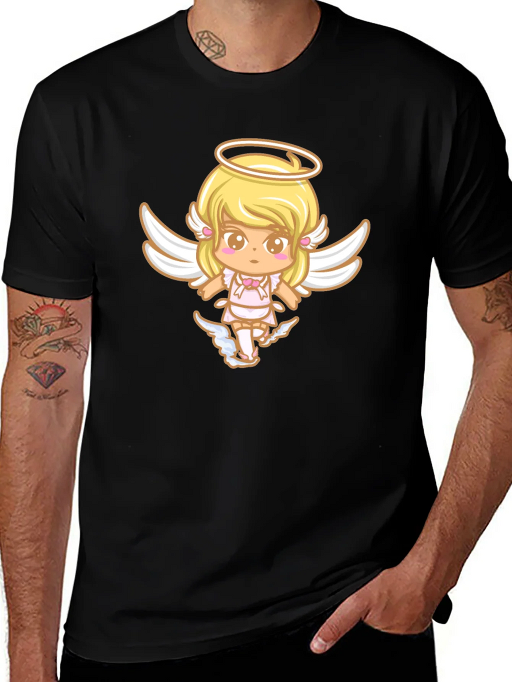 Cute Angel Graphic Black T-Shirt product image 1