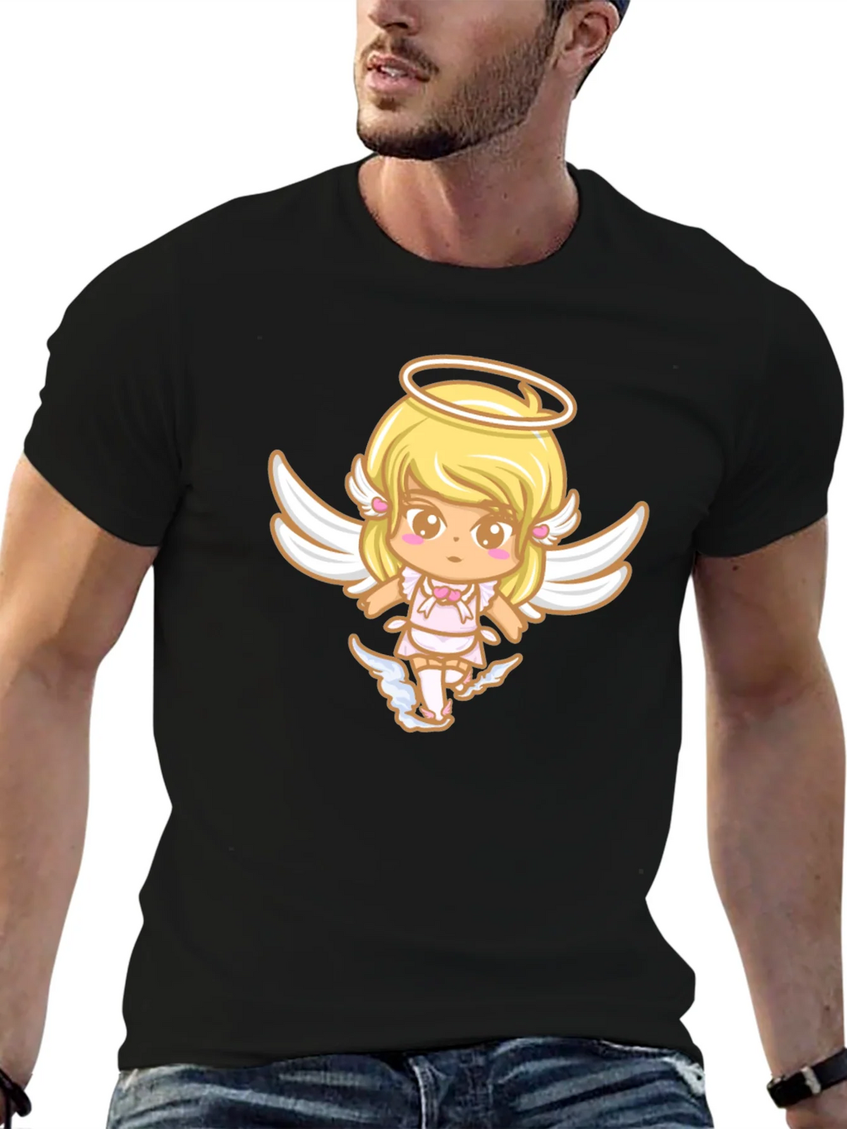 Cute Angel Graphic Black T-Shirt product image 6
